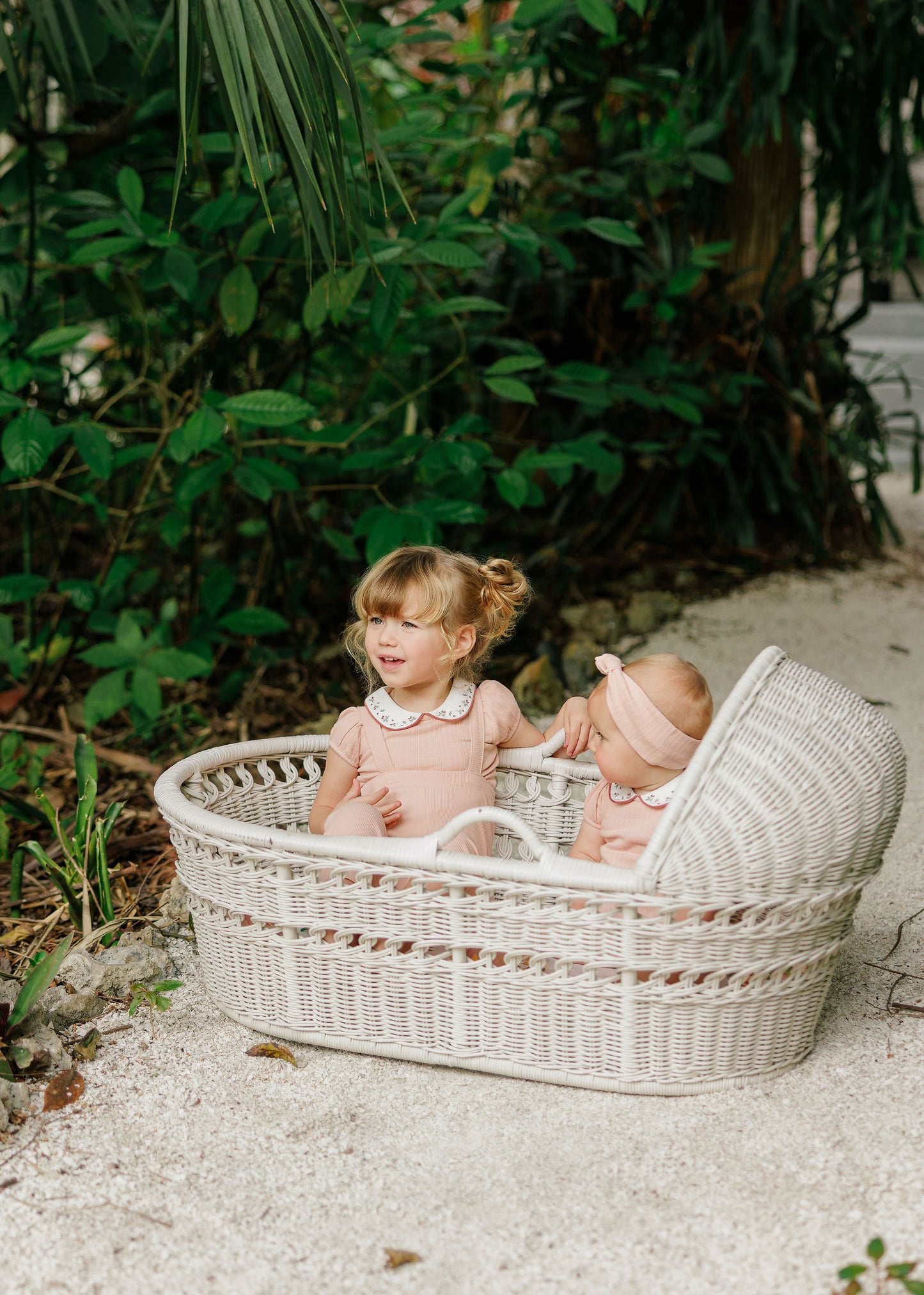 Floral Embroidered Collar Pink Bodysuit and Overalls