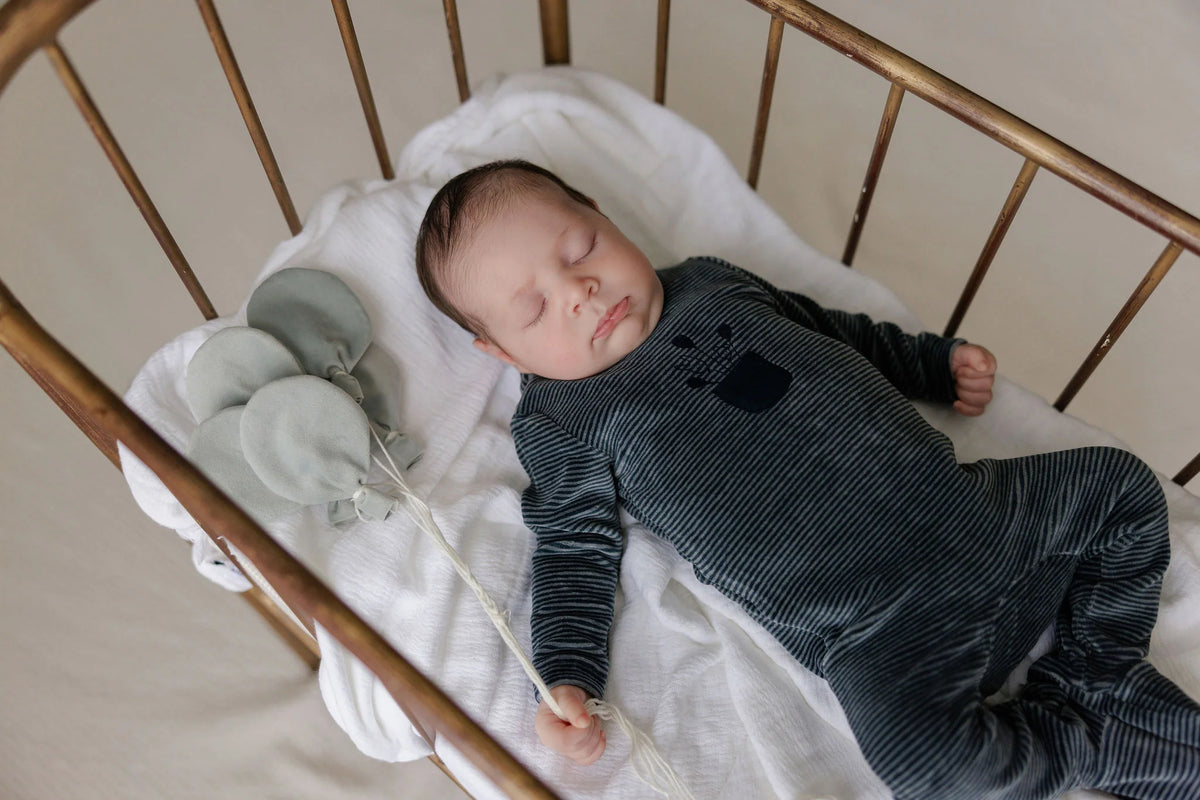 Baby Boy Footie & Beanie – Blue – Stripe