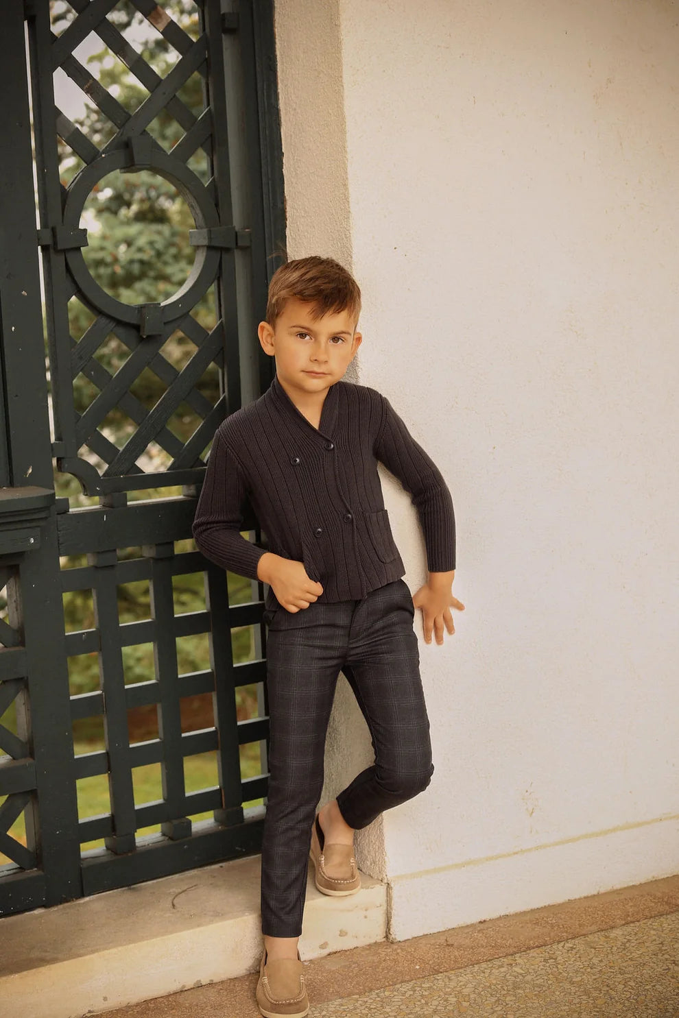 Wide Ribbed Knit Double Breasted Cardigan