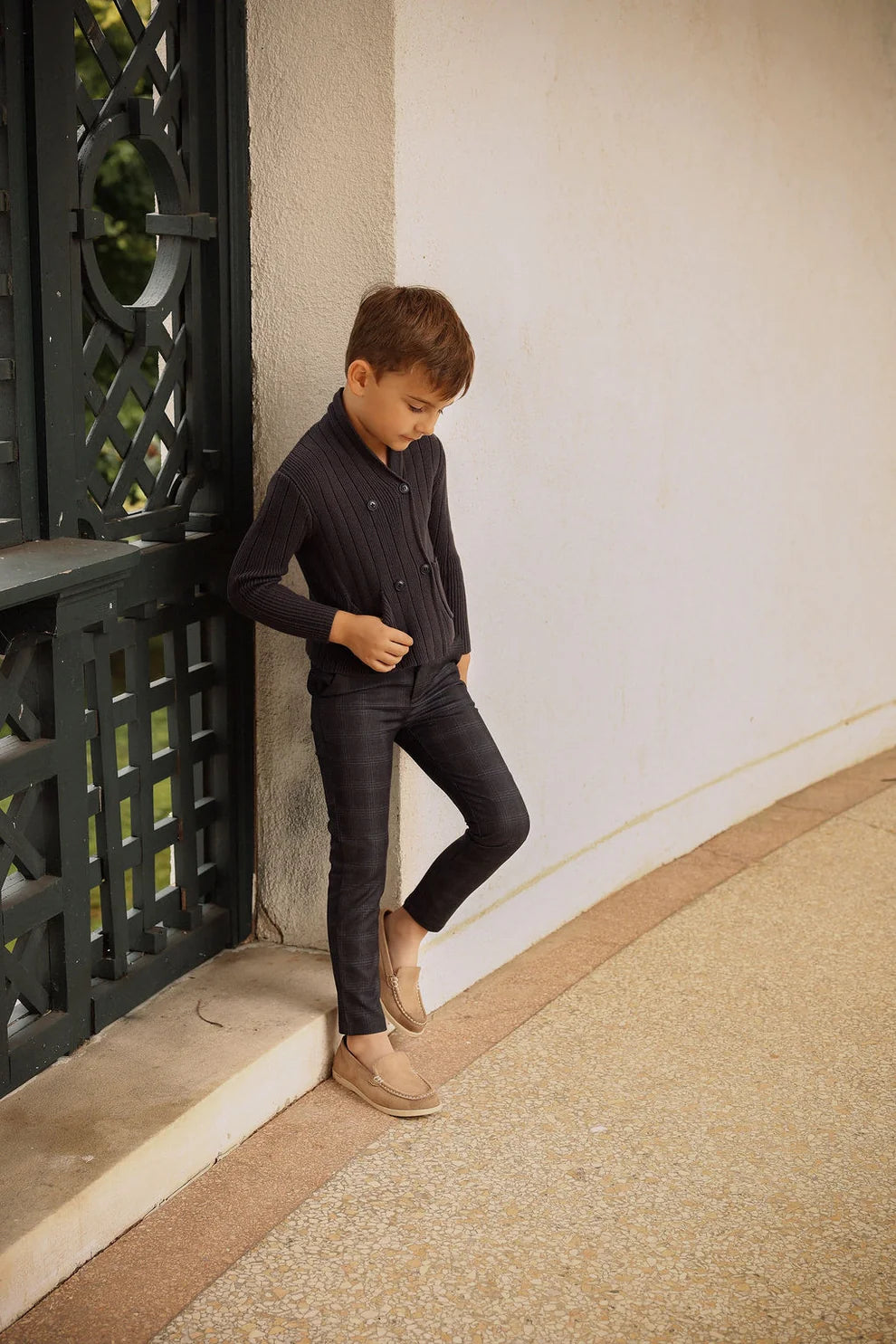 Wide Ribbed Knit Double Breasted Cardigan