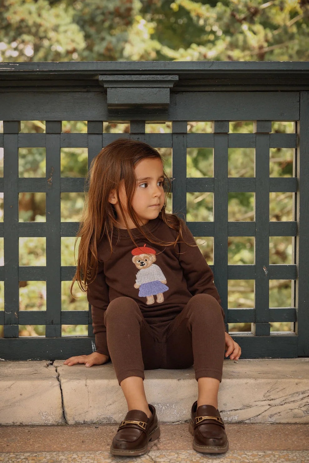 Girls Embroidered Doll Sweatshirt Set