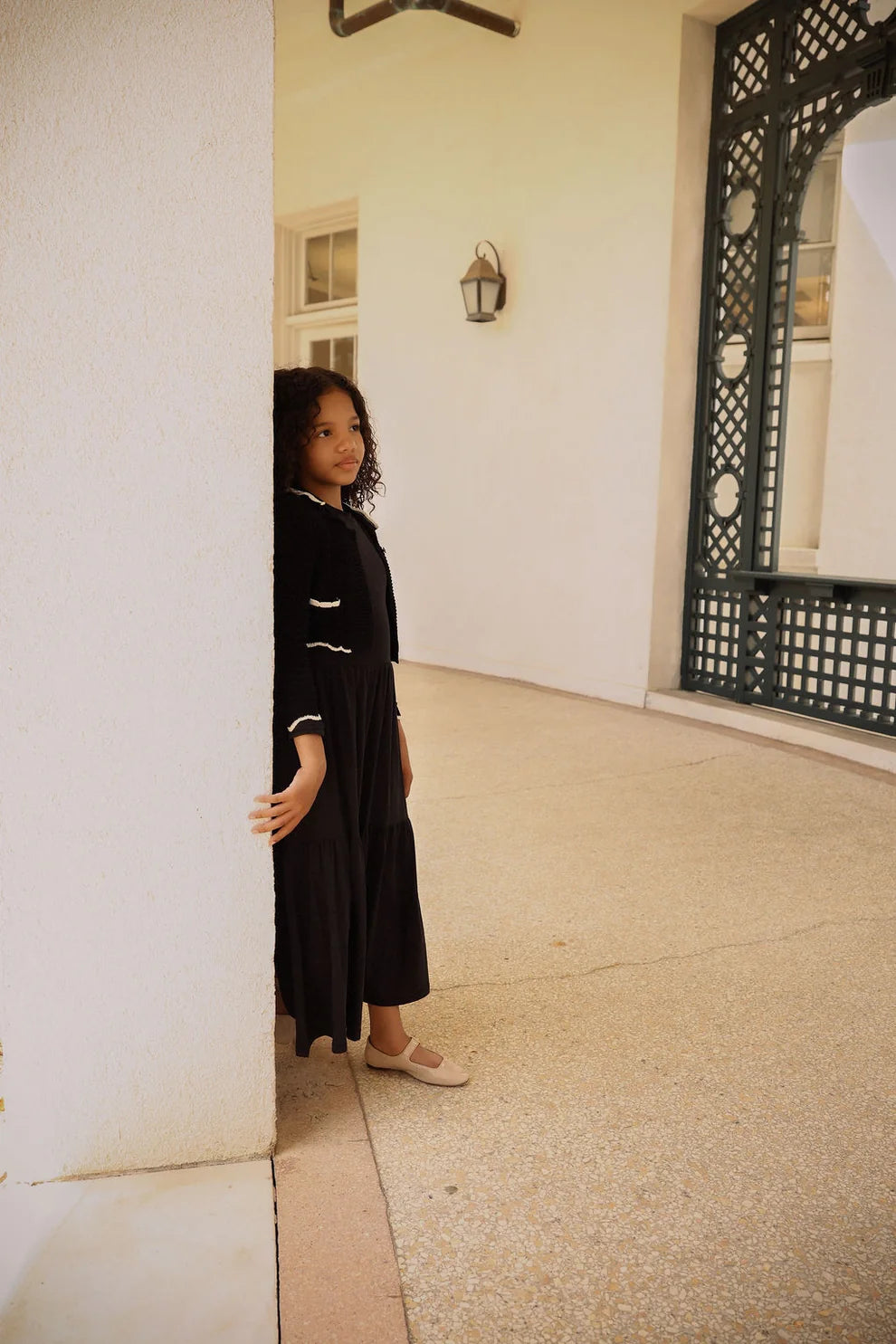 Scallop Knit Cardigan Maxi Dress