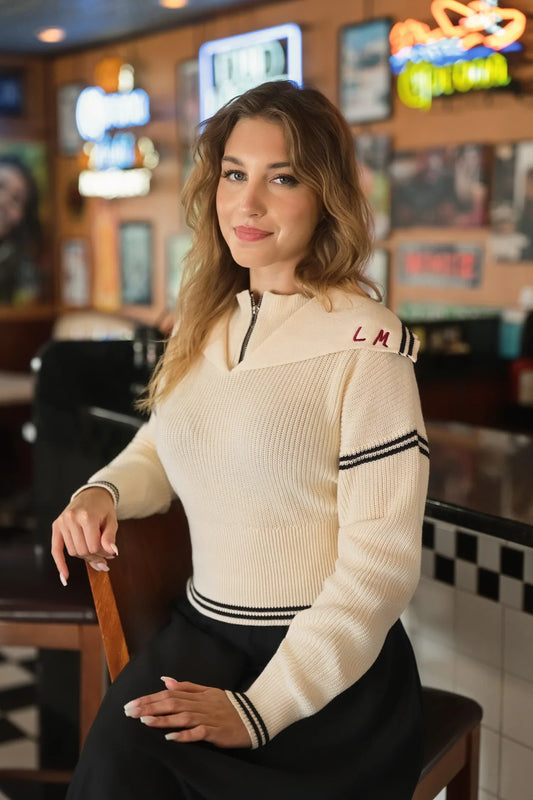 Demi Half Zip Cream Sweater