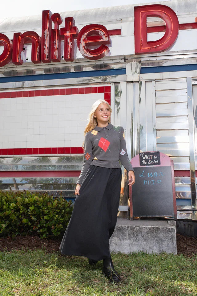 Dara Drawstring Skirt Charcoal