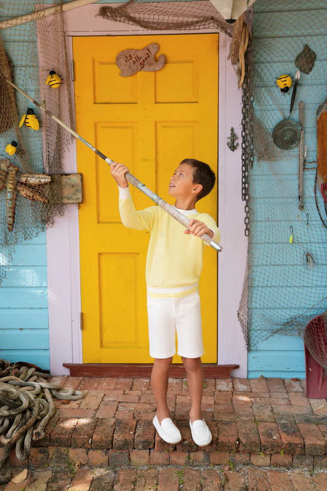Pale Yellow Heath Cable LS Sweater