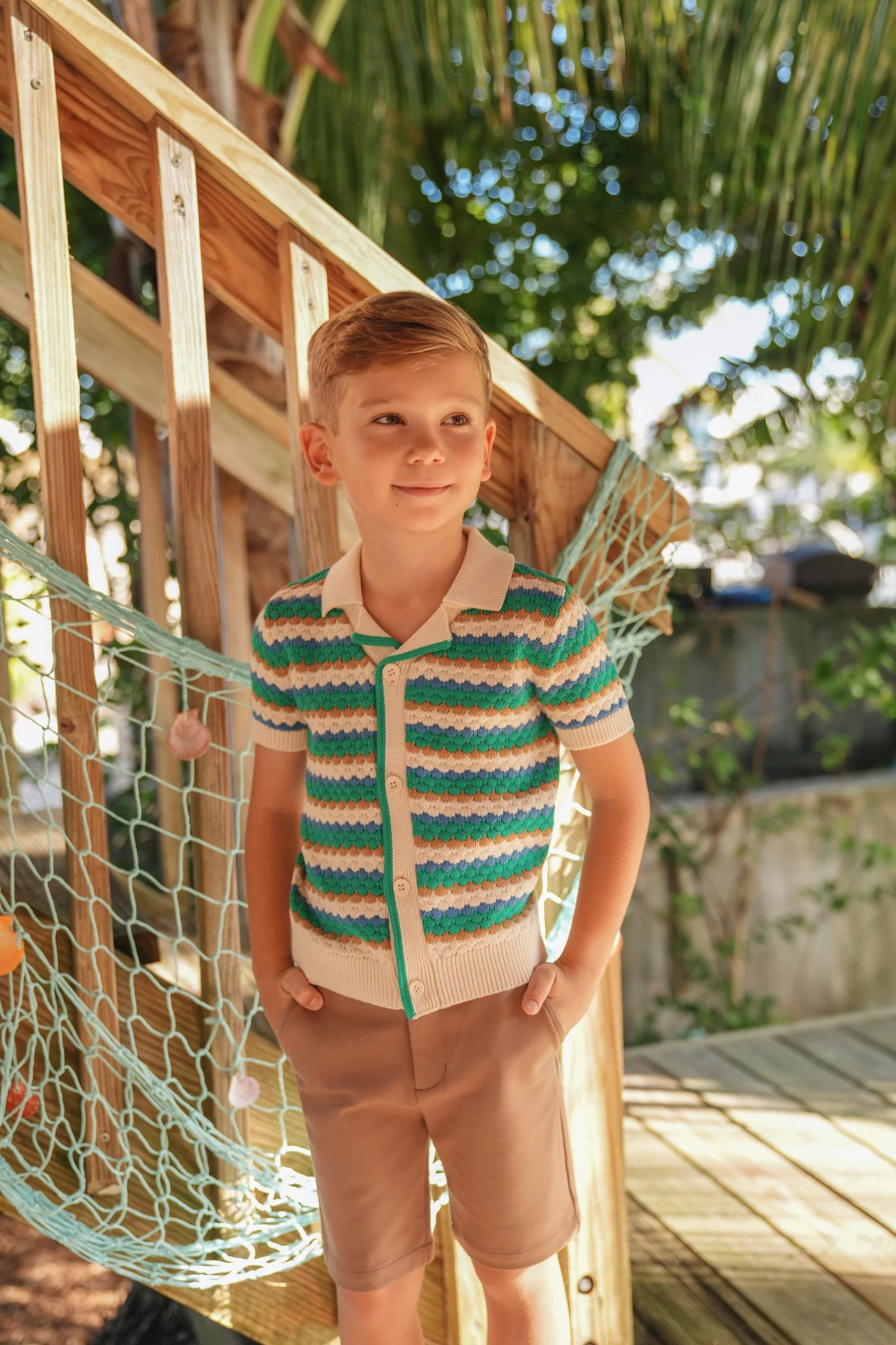 Green Multi Clay Button Polo