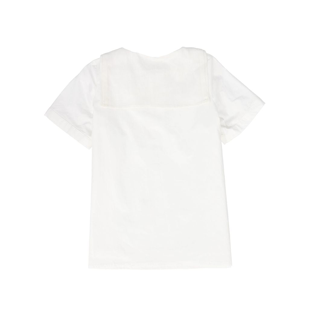White Linen Sailor Collar SS Shirt