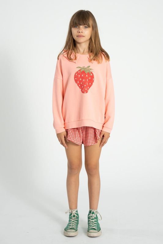 Light Pink Strawberry Print Sweatshirt