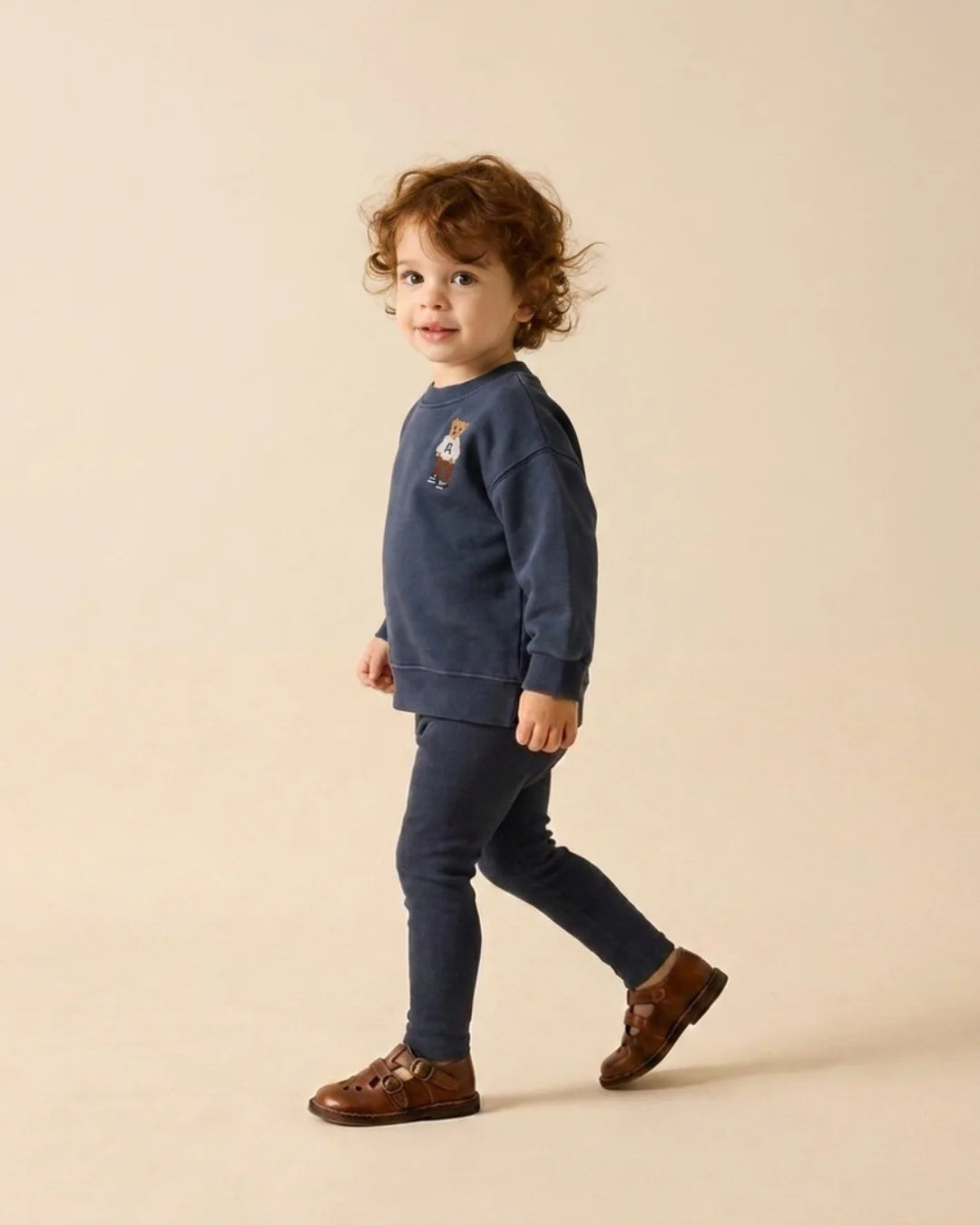 Embroidered Bear Sweatshirt Set Boy