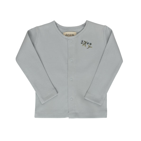 Floral Embroidered Blue Cardigan