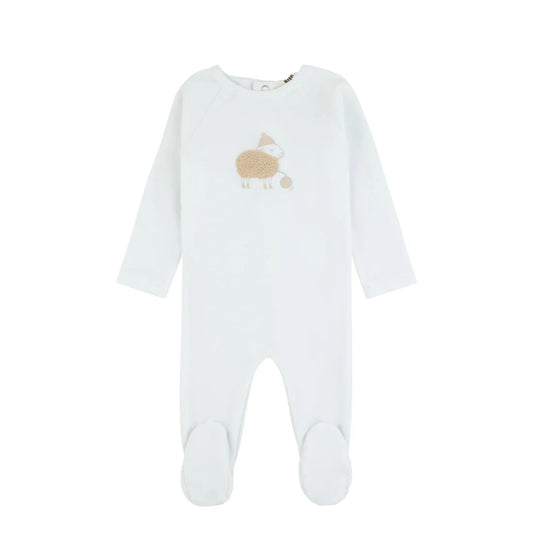Fuzzy Sheep Footie Ivory- Tan Sheep