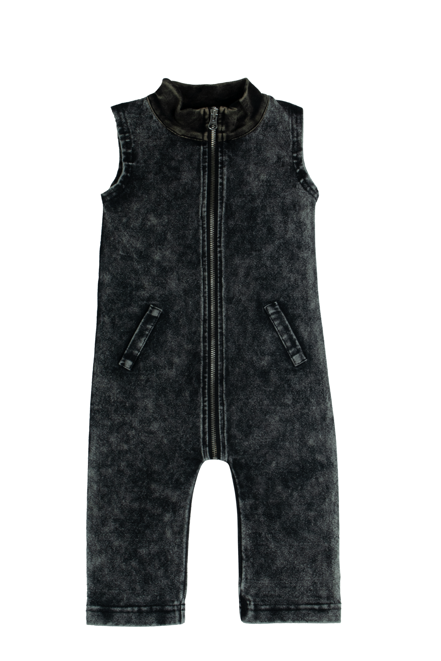 Black Denim Zip Overalls