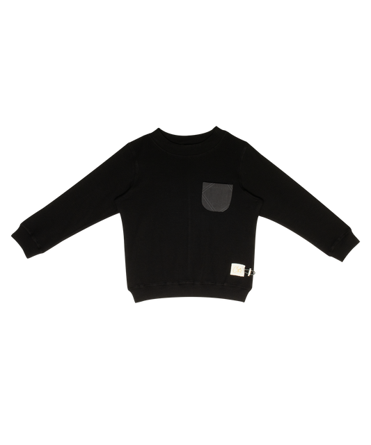 Black Teddi Ribbed Sweatshirt