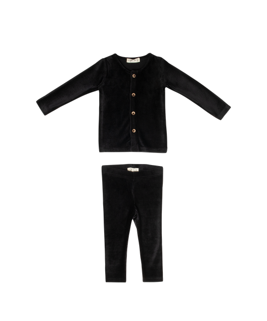 Gia Velour Rib Set- Black