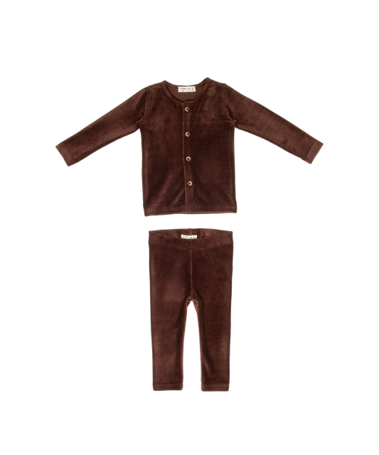 Gia Velour Rib Set- Chocolate