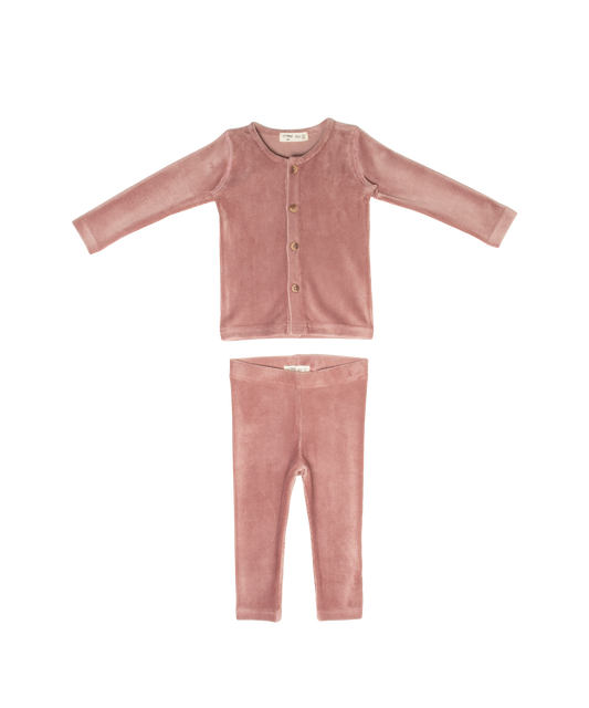 Gia Velour Rib Set- Rose