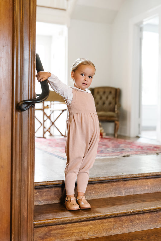 Knit Overalls Dusty Pink
