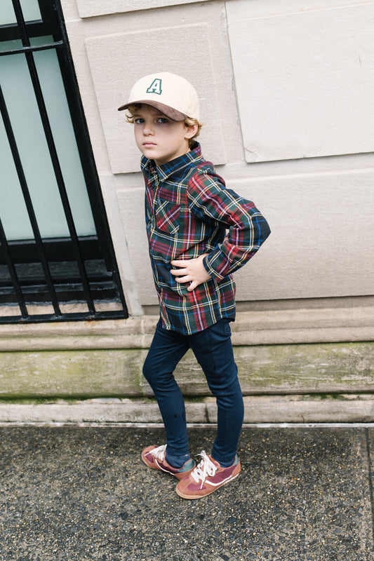Navy Plaid Boys Shirt