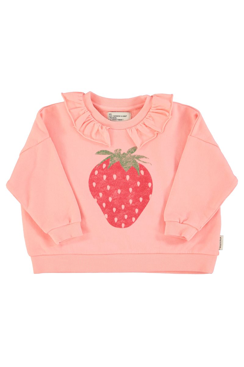 Light Pink Strawberry Print Sweatshirt