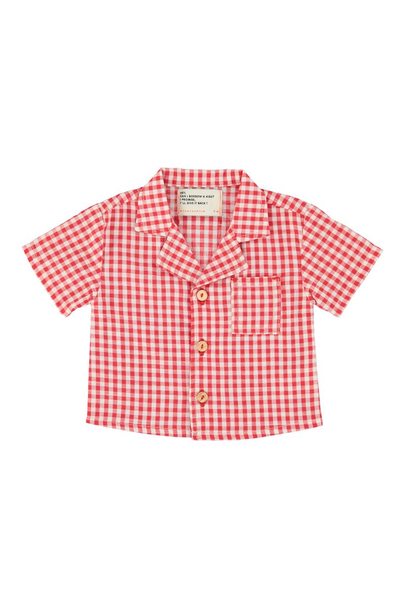 Red & Ecru Checkered Hawaiian Shirt