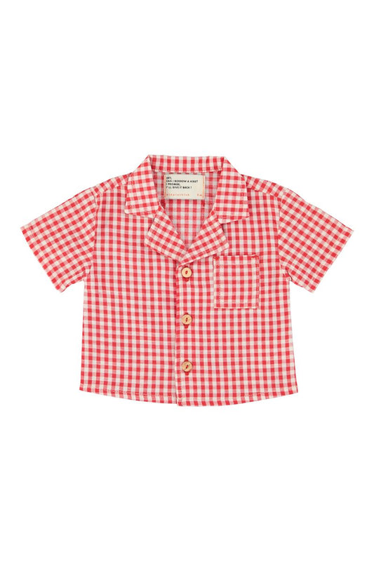 Red & Ecru Checkered Hawaiian Shirt