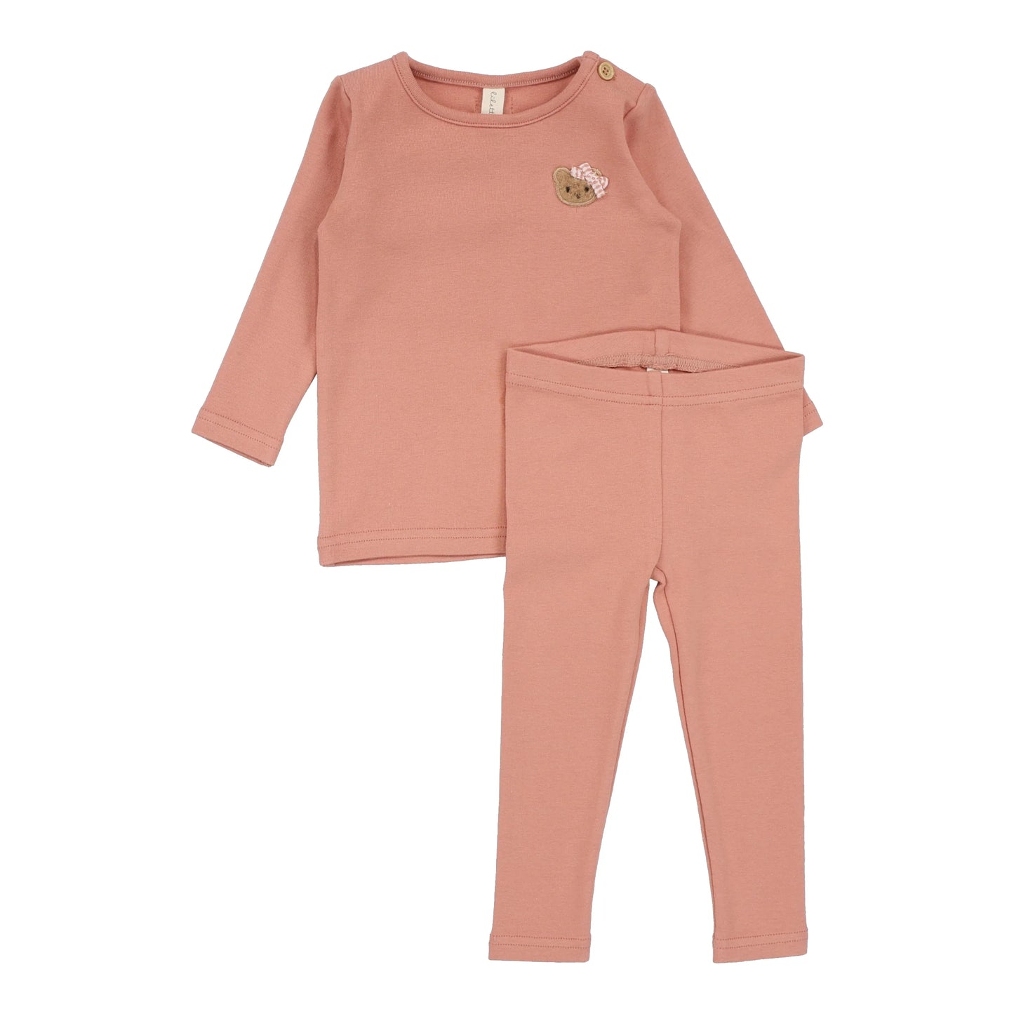 Bear Applique Lounge Set Deep Pink