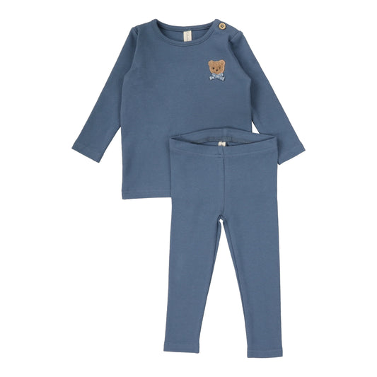 Bear Applique Lounge Set Deep Slate