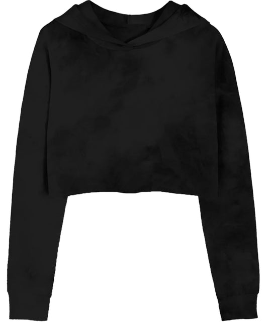 Hooded, Cropped Sweatshirt - Black