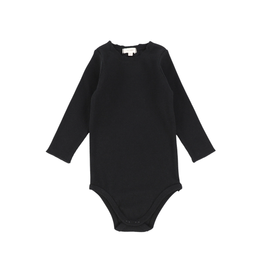 Ribbed Crewneck Onesie LS- Black