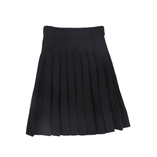 Knit Drop Pleat Skirt - Black