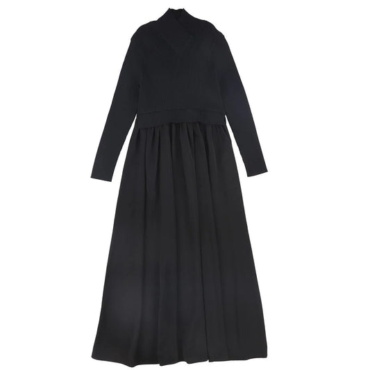Black V-Neck Overlay Maxi Dress
