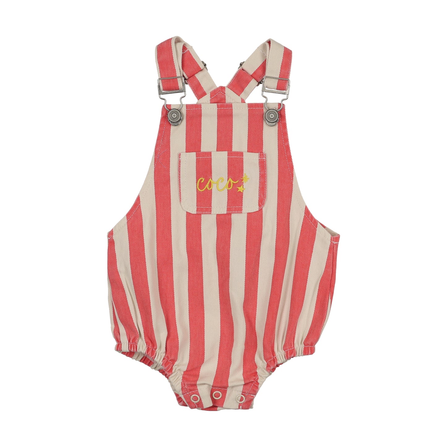 Short Overalls- Coral Stripes