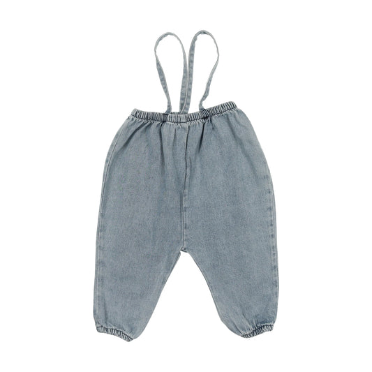 Denim Suspender Pants- Stone Wash