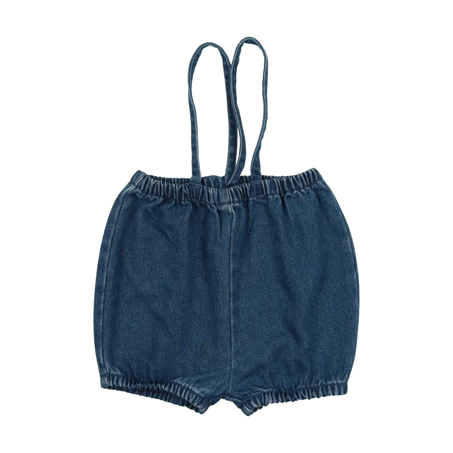 Denim Suspender Shorts- Blue Denim