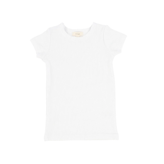 Basic Ribbed Short Sleeve Tee- Pure White