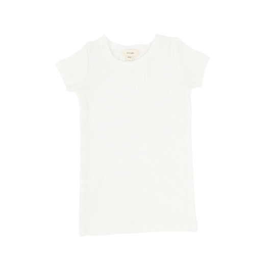 Basic Ribbed Short Sleeve Tee- Winter White