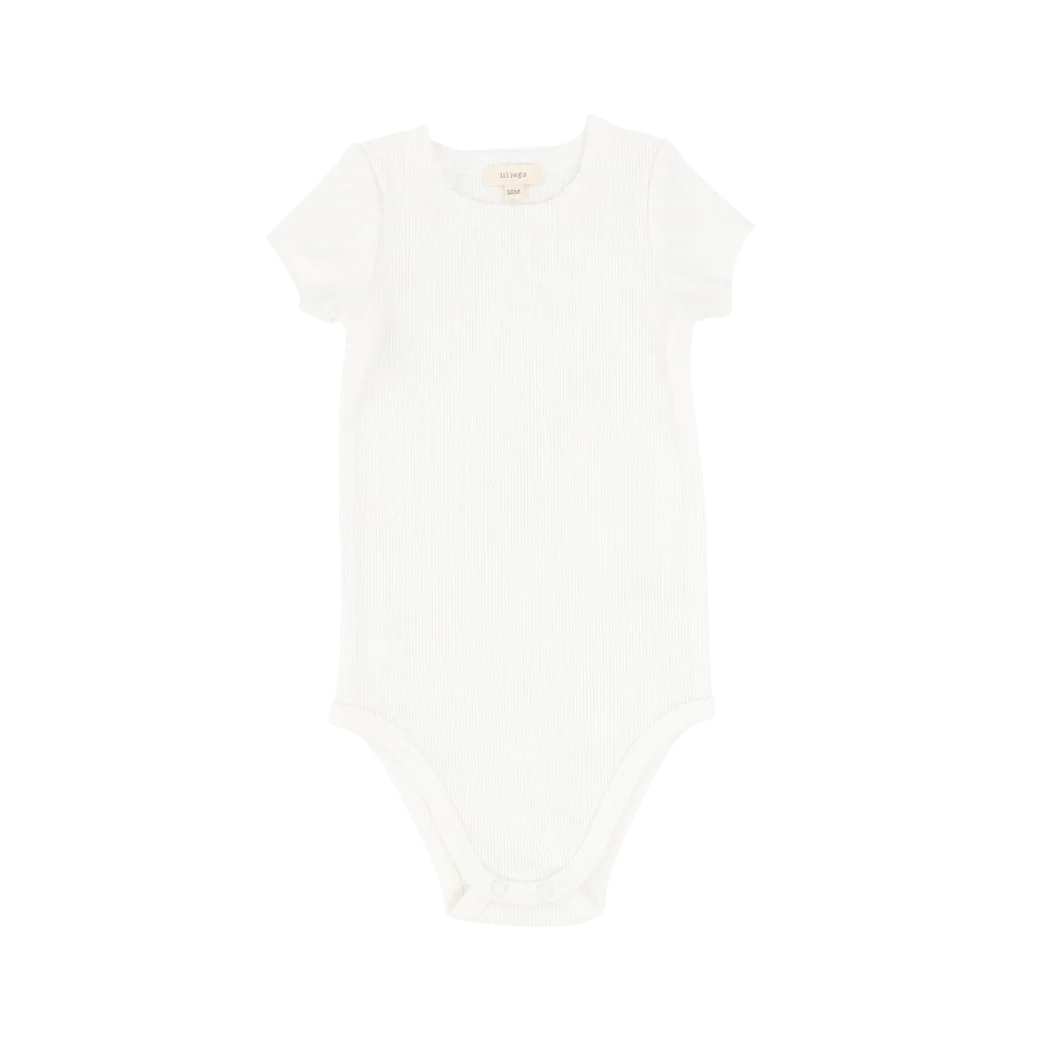 Ribbed Short Sleeve Onesie- Winter White