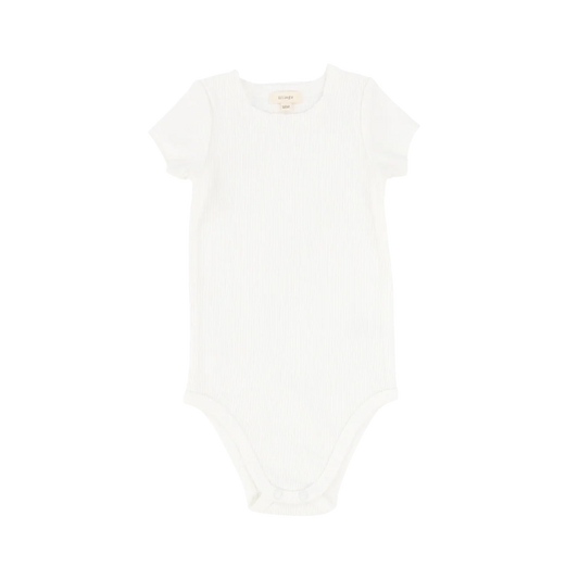 Ribbed Short Sleeve Onesie- Winter White