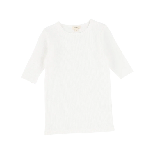 Basic Ribbed Three Quarter Sleeve Tee- Winter White