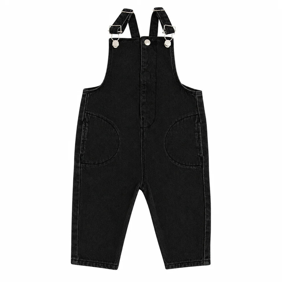 Denim Long Overalls - Black Denim