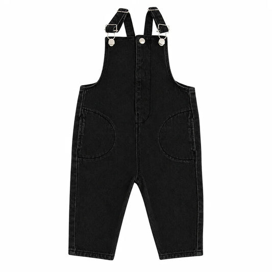 Denim Long Overalls - Black Denim