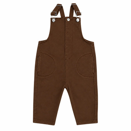 Denim Long Overalls - Brown Denim