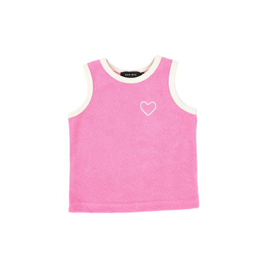 Trimmed Terry Tank- Fuchsia Pink