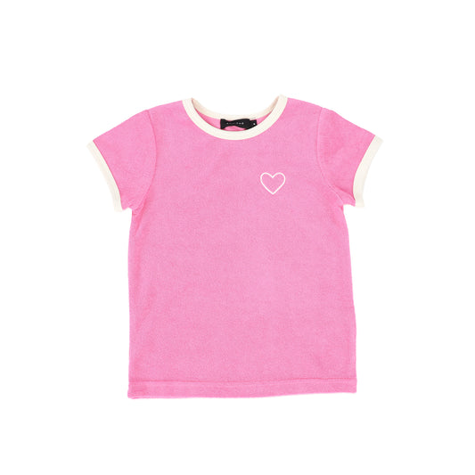 Trimmed Terry Tee- Fuchsia Pink