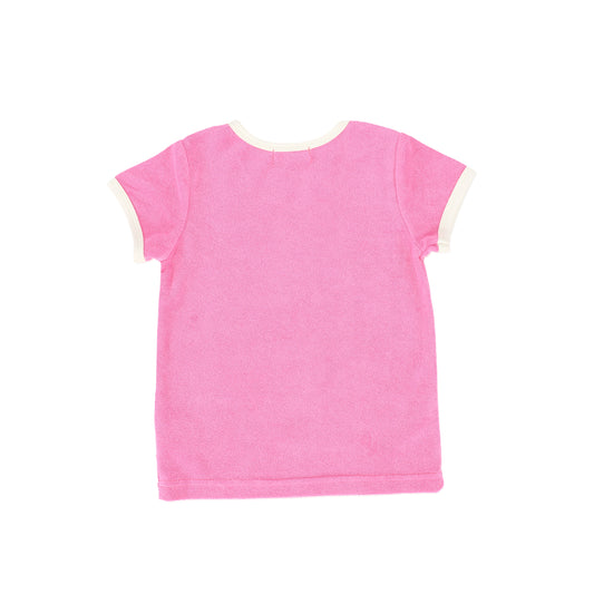 Trimmed Terry Tee- Fuchsia Pink