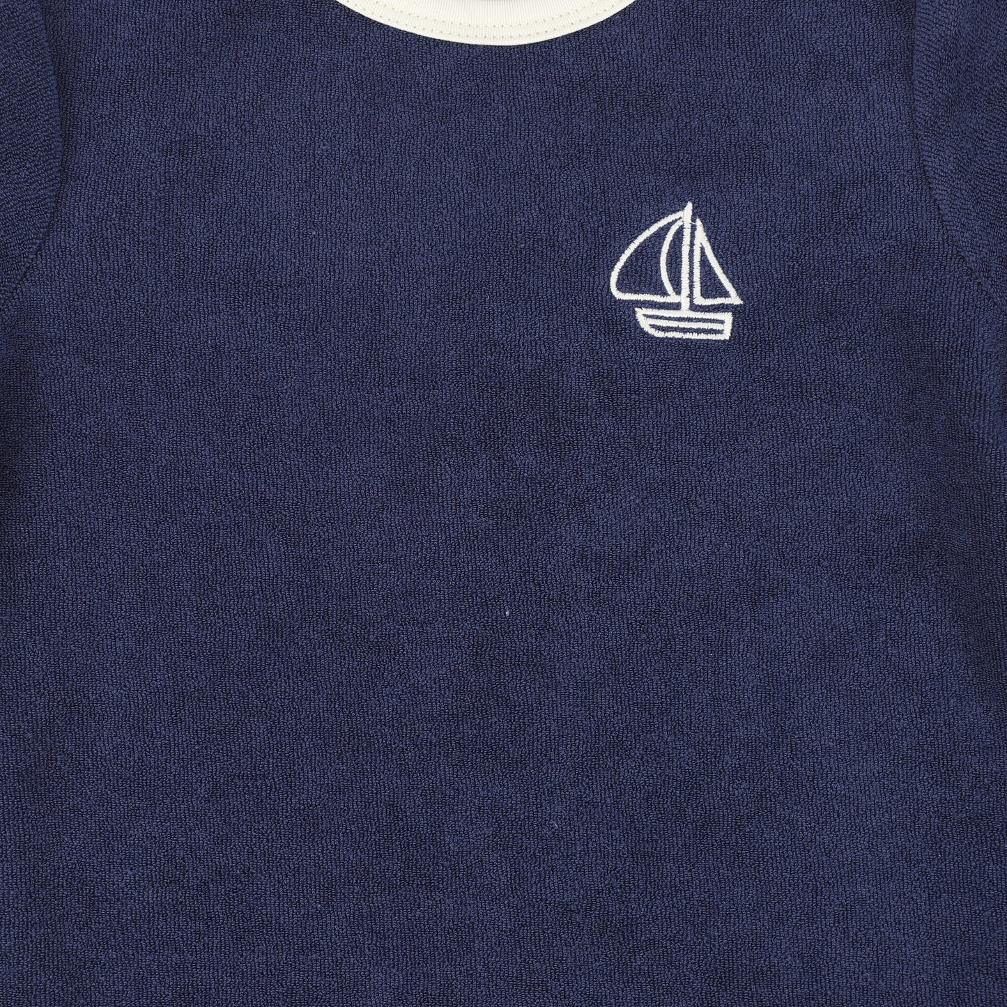 Trimmed Terry Tee- Navy