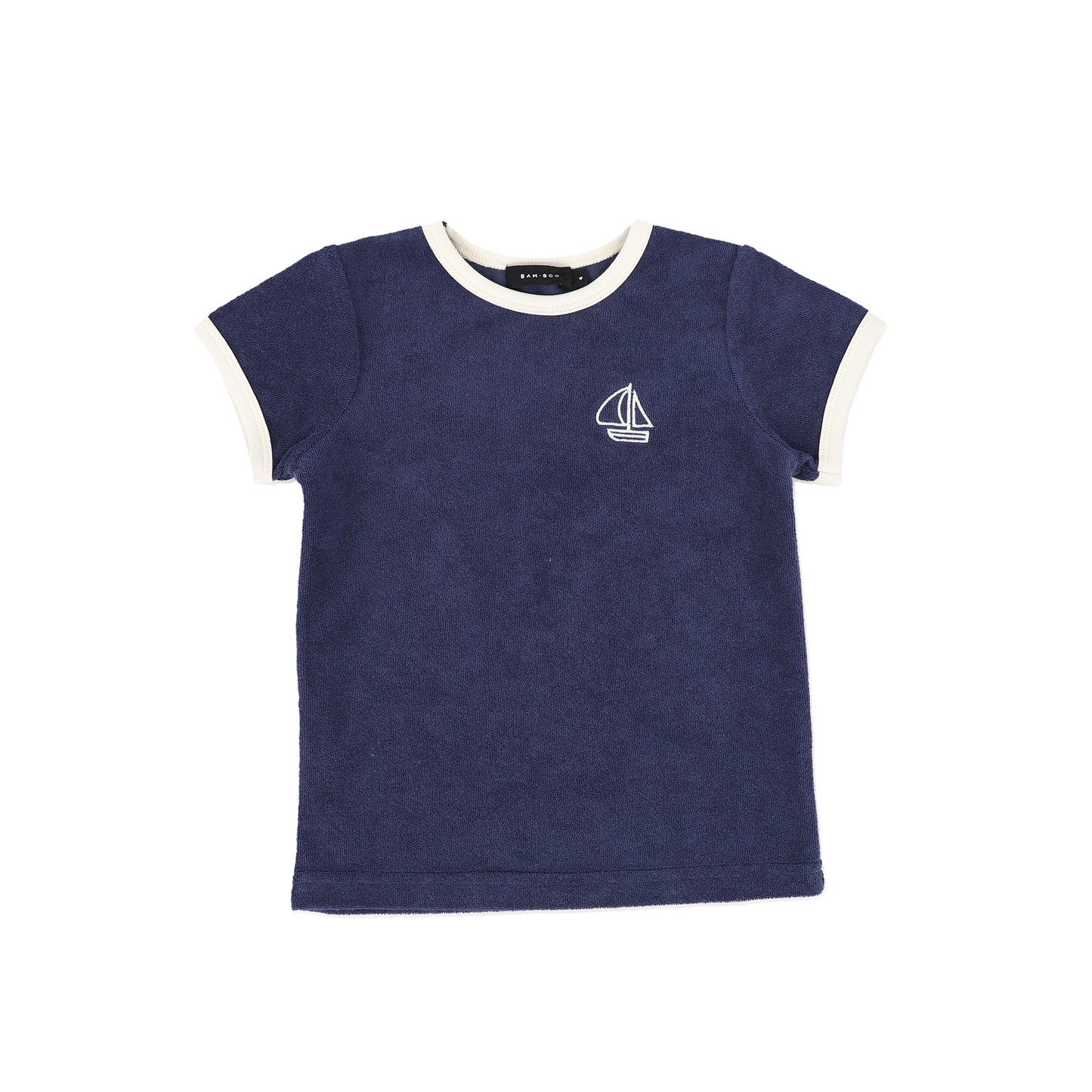 Trimmed Terry Tee- Navy