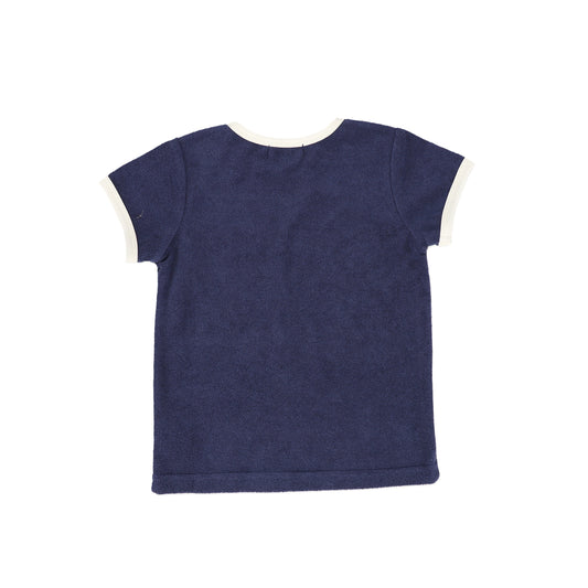 Trimmed Terry Tee- Navy