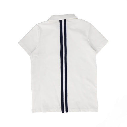 Fitted Varsity SS Polo- White