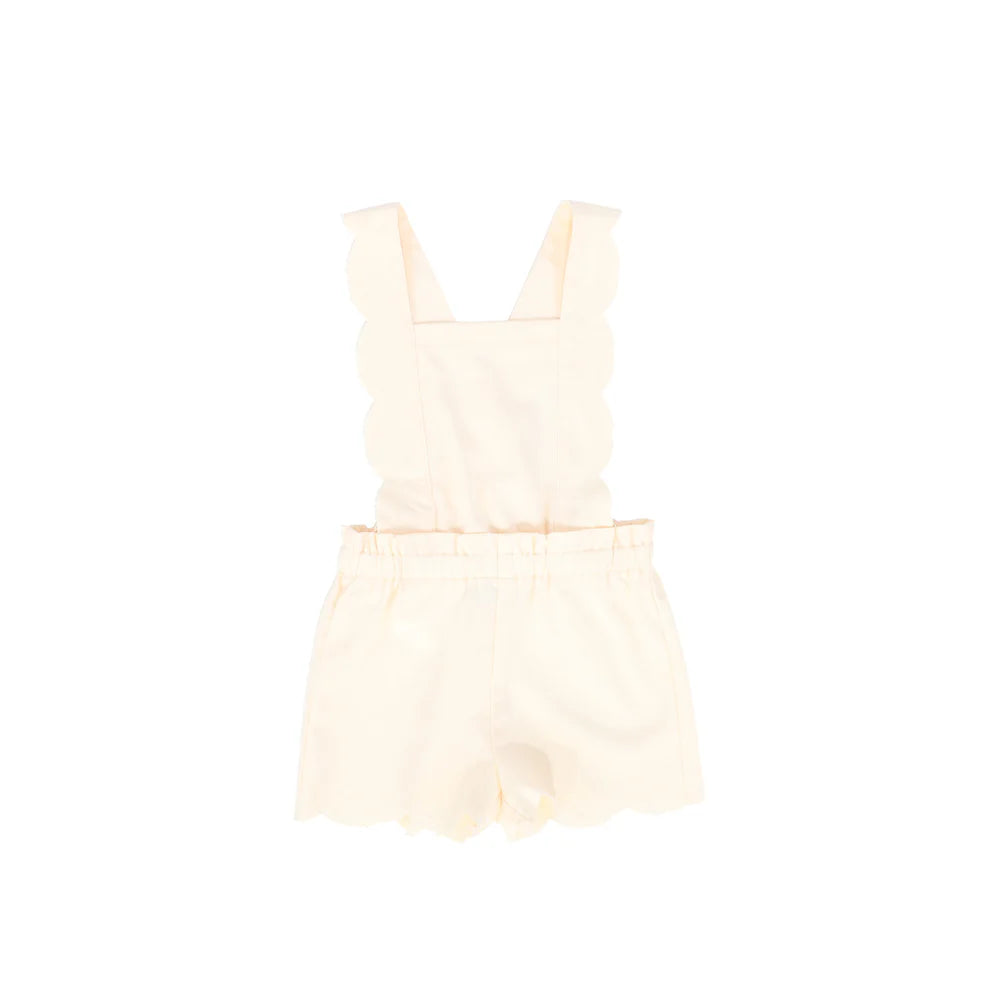 Wool Scallop Overalls - Ivory